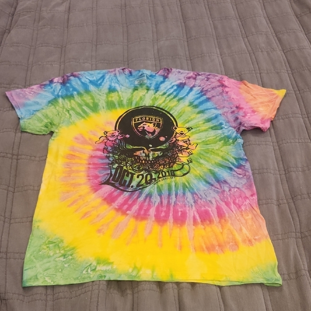 Florida Panthers & Grateful Dead Colorful Tie-Dye Short Sleeve Tee Size M, NWOT!